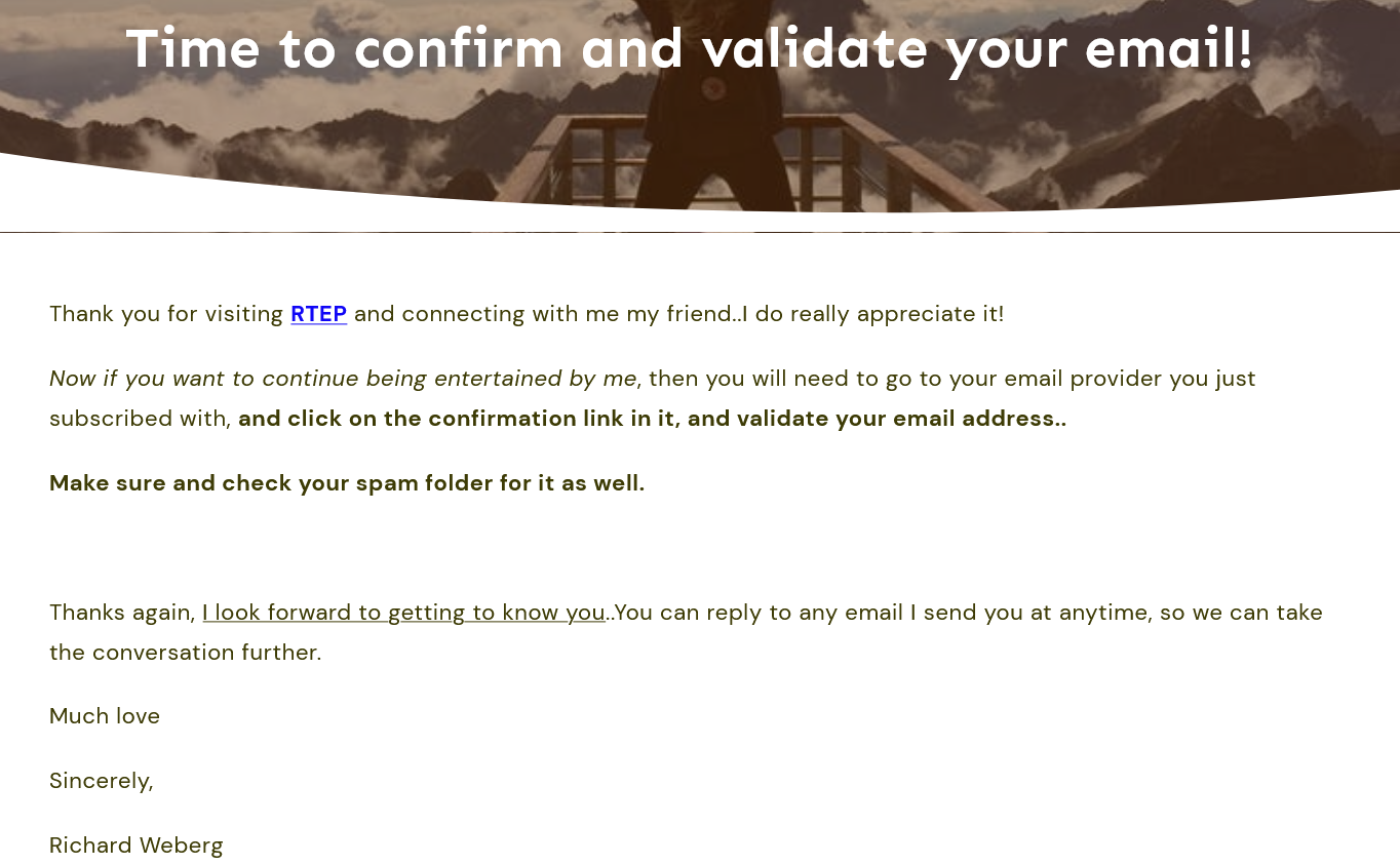 email marketing confirmation page example