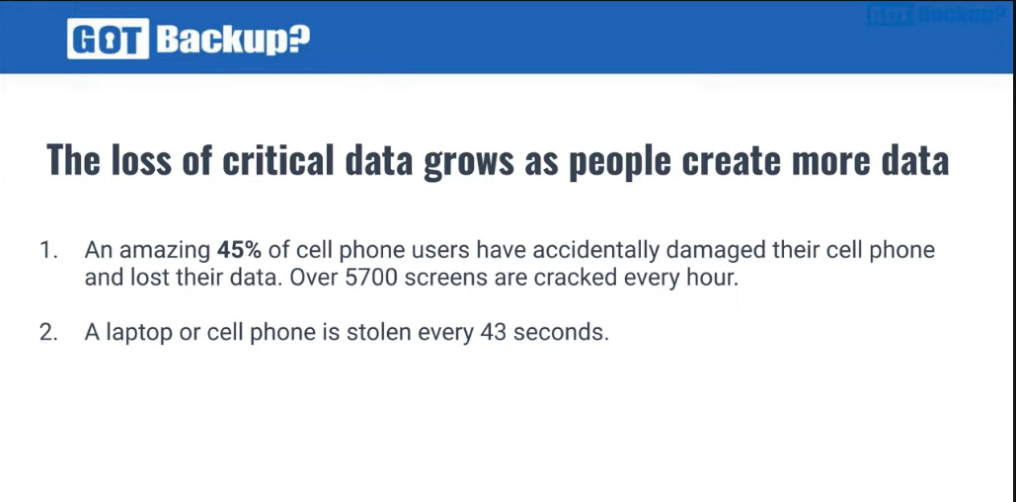 Mobile phone statistics for digital data loss